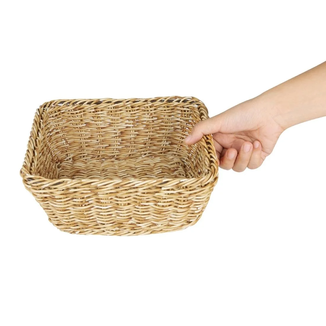 Olympia Polywicker Square Basket Light Brown 230x230mm - Image 5