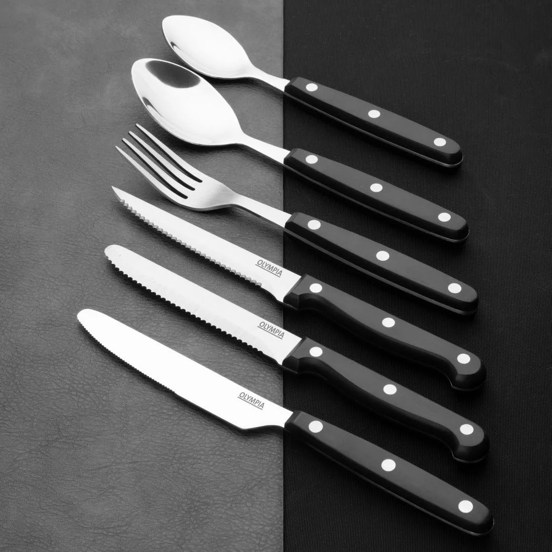 Olympia Taverna Table Knives with Black Handles (12 Pack) - Image 5
