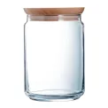 Luminarc Pure Jars & Wood Lids 1Ltr (6 Pack) - Image 1