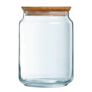 Luminarc Pure Jars & Wood Lids 2Ltr (6 Pack)