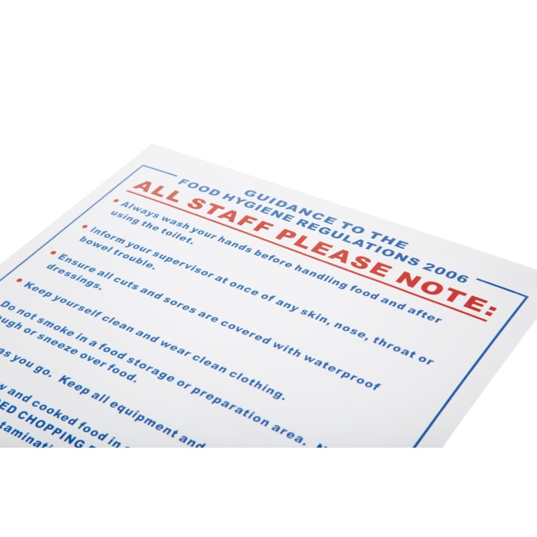 Vogue Food Safety Act 1995 Guidance Sign
