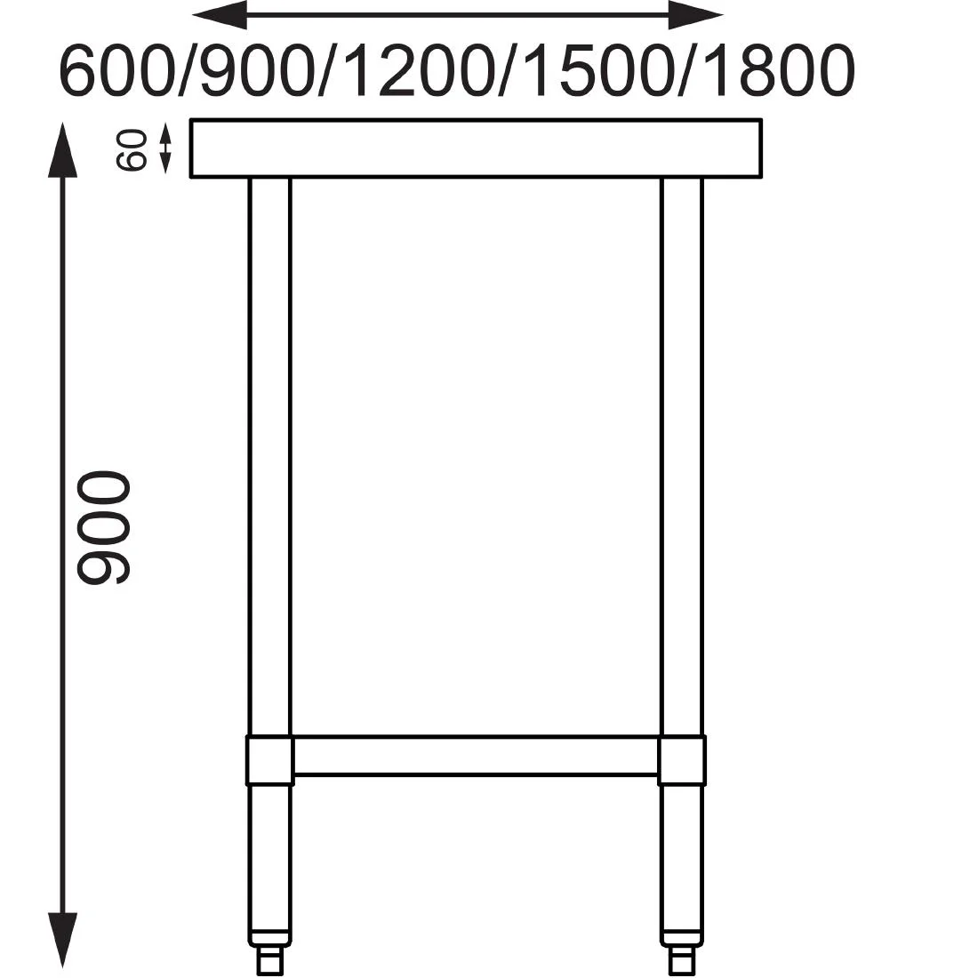 Vogue Stainless Steel Prep Table 1800mm