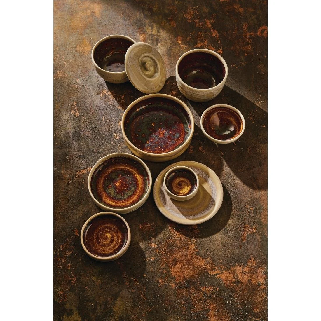 Steelite Aurora Vesuvius Amber Round Stacking Trays 203mm (12 Pack) - Image 5
