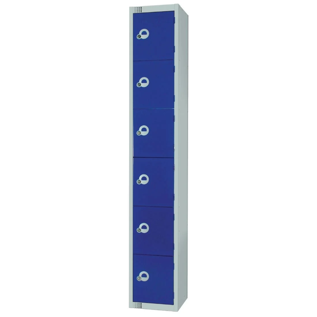 Elite Six Door Electronic Combination Locker with Sloping Top Blue