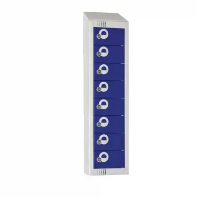 Elite Personal Effects Locker 8 Door Blue Camlock Sloping Top