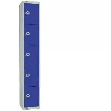 Elite Five Door Electronic Combination Locker with Sloping Top Blue