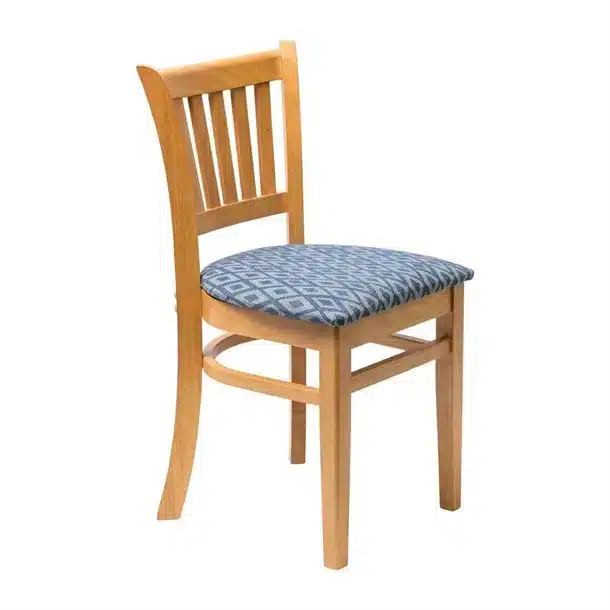 Manhattan Soft Oak Dining Chair with Blue Diamond Padded Seat