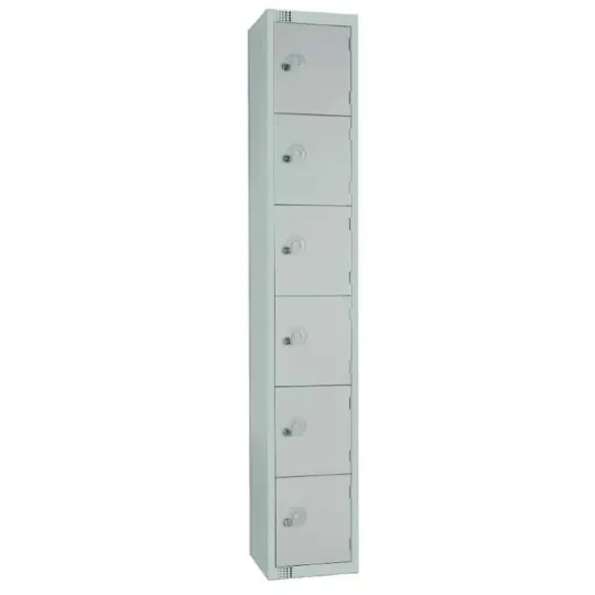 Elite Six Door Padlock Locker with Sloping Top Grey