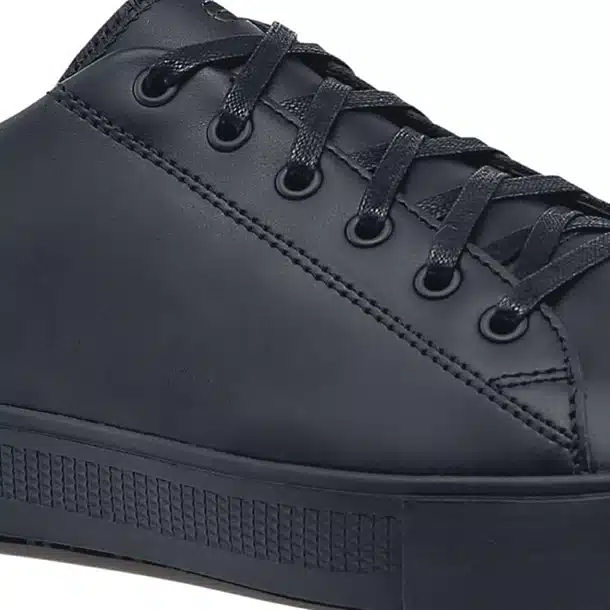 Shoes for Crews Mens Leather Slip On Black