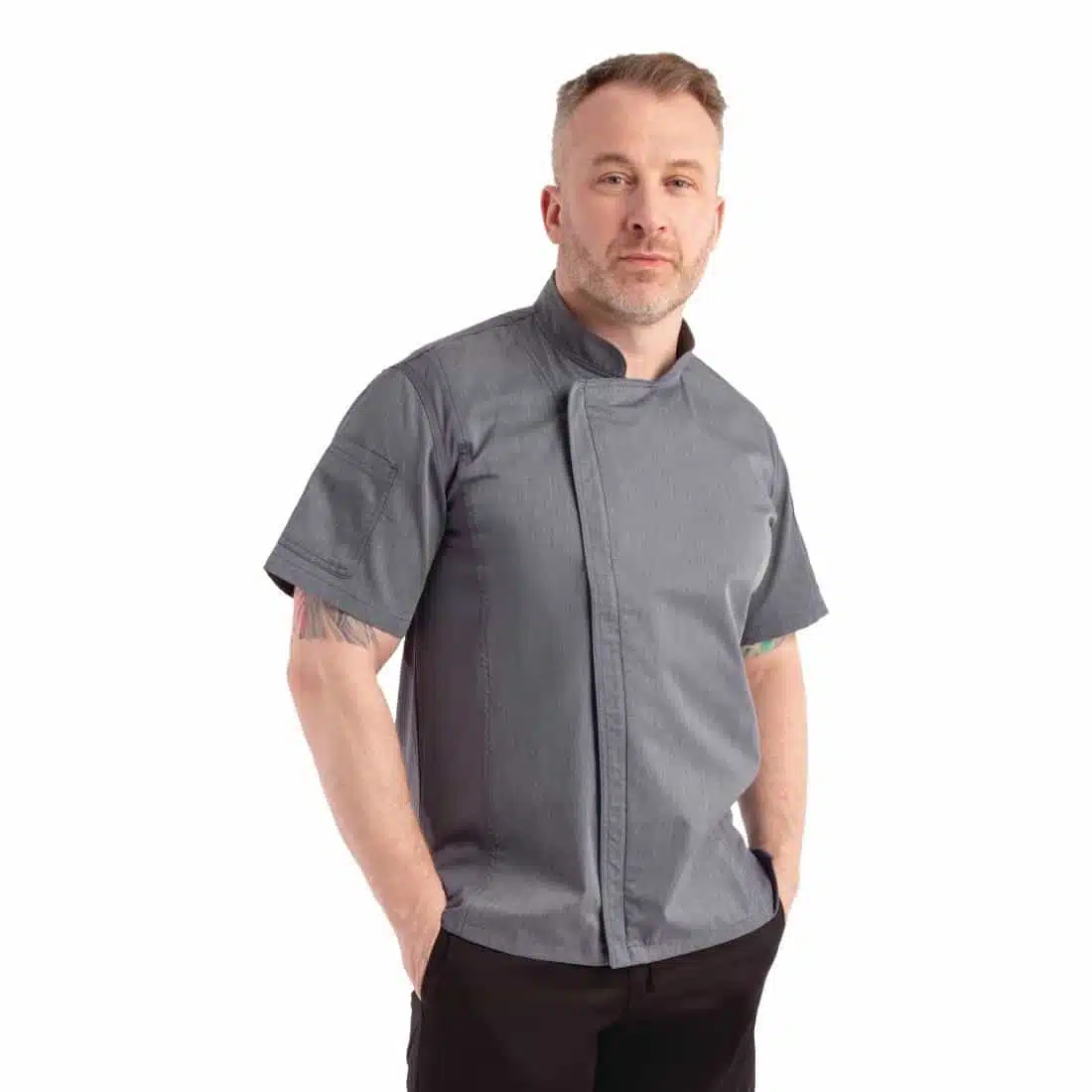 Chef Works Unisex Springfield Lightweight Short Sleeve Zipper Coat Ink Blue - Image 11