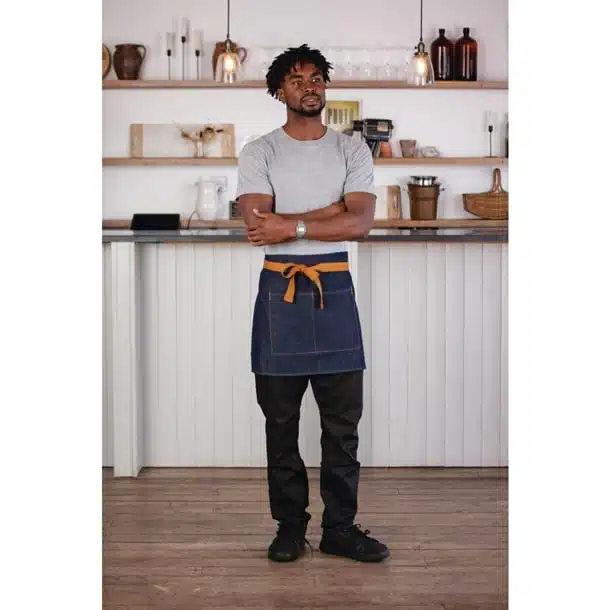 Southside Waist Apron Denim Blue Tan Ties