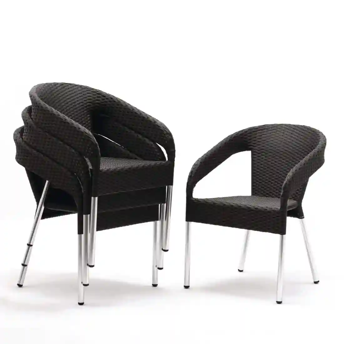 Bolero Wicker Wraparound Bistro Chairs Charcoal (Pack of 4) - Image 1