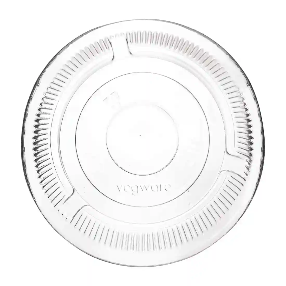 Vegware 96 Series Compostable Cold Cup Flat Lids No Hole 12/16oz (Pack of 1000) - Image 1