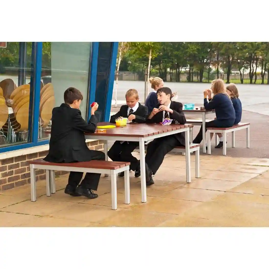 Enviro Outdoor Walnut Effect Faux Wood Bench 3ft - Image 3