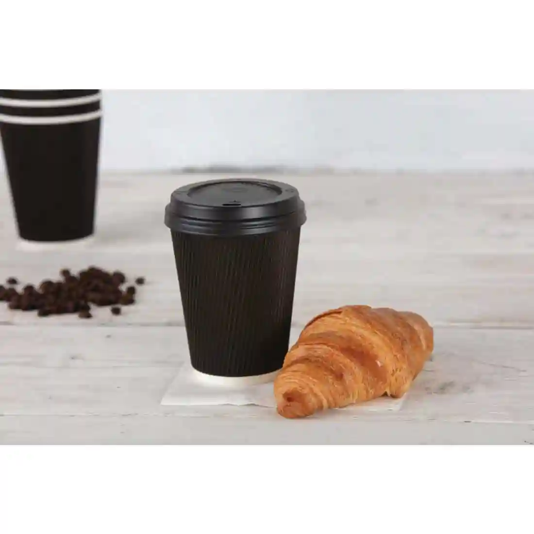 Fiesta Recyclable Coffee Cups Ripple Wall Black 340ml / 12oz (Pack of 25) - Image 5