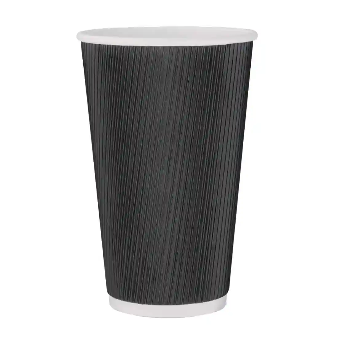 Fiesta Recyclable Ripple Wall Takeaway Coffee Cups Black 455ml / 16oz (Pack of 25) - Image 1