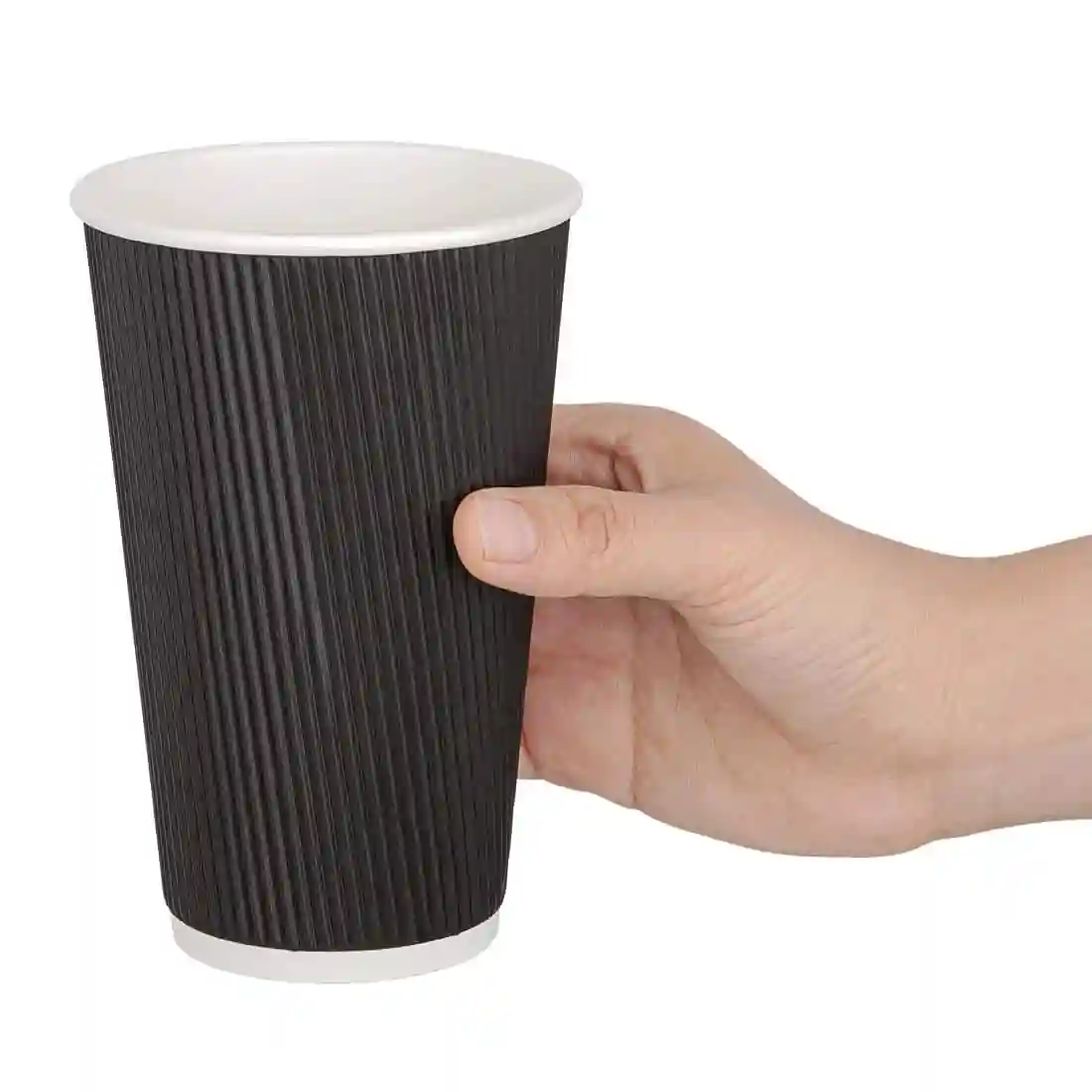 Fiesta Recyclable Ripple Wall Takeaway Coffee Cups Black 455ml / 16oz (Pack of 25) - Image 2