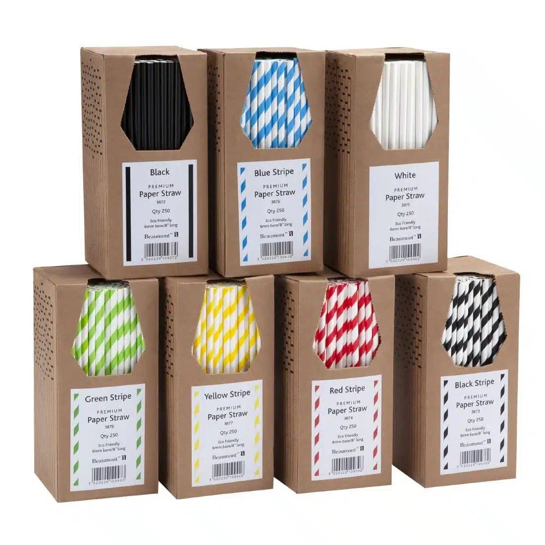 Beaumont 6mm Bore Paper Straw Red & White Striped (Pack 250) - Image 2