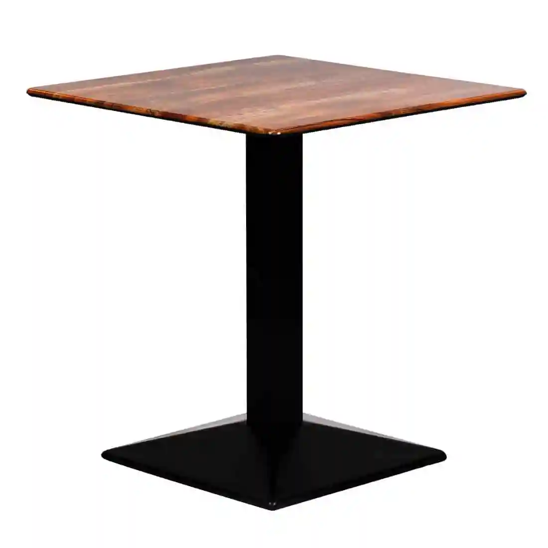 Turin Metal Base 700mm Square Dining Table w/Laminate Top in Planked Oak - Image 1