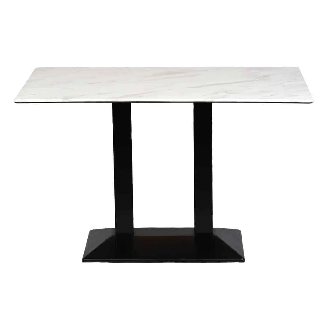 Turin Metal Base Rectangle Dining Table with Laminate Top in Marble - Image 3