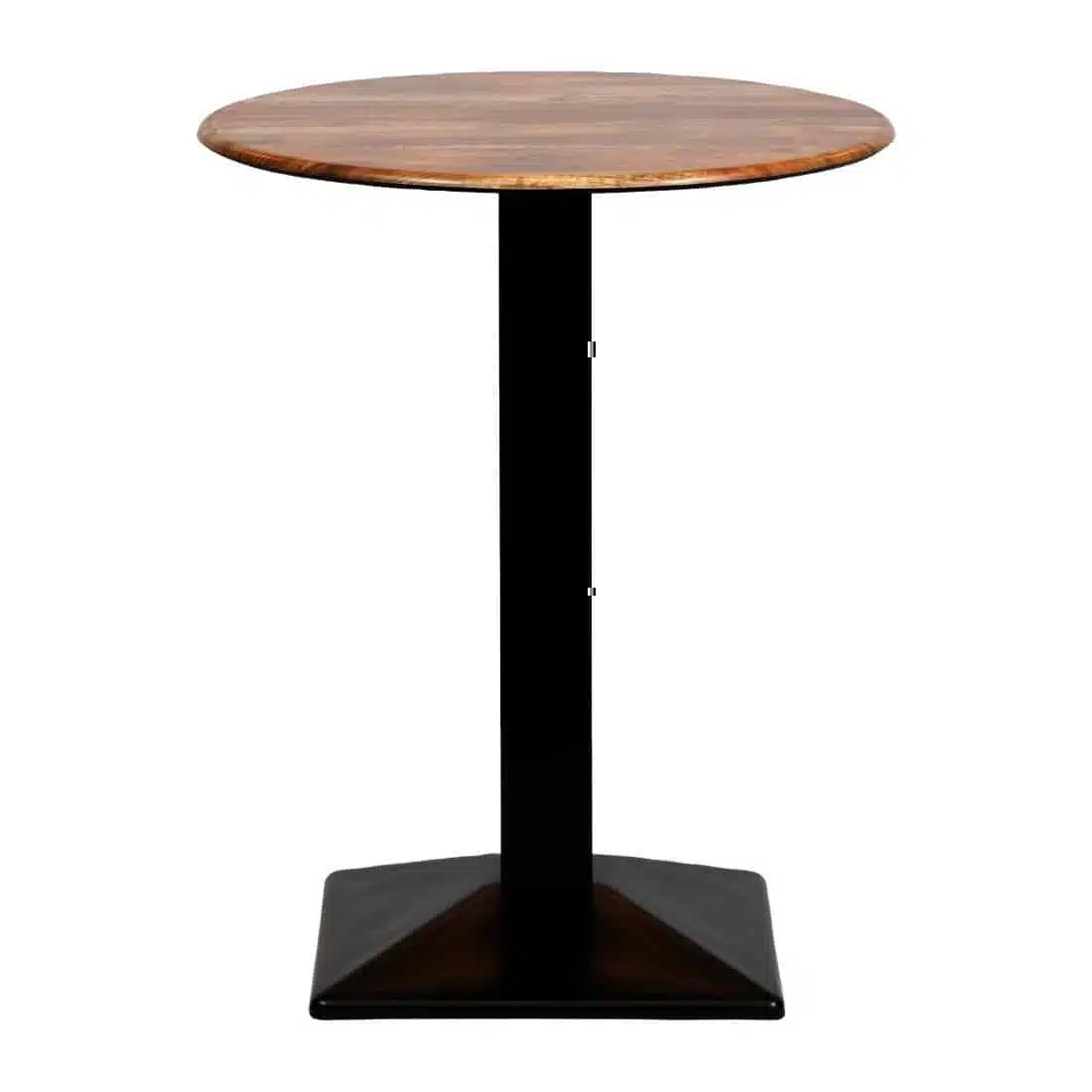 Turin Metal Base 600mm Round Poseur Table w/Laminate Top in Planked Oak - Image 1