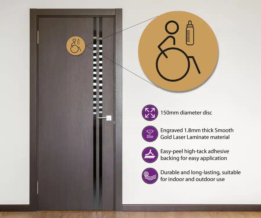 Disabled & Baby Change Toilet Door Symbol Right 150mm - Image 2