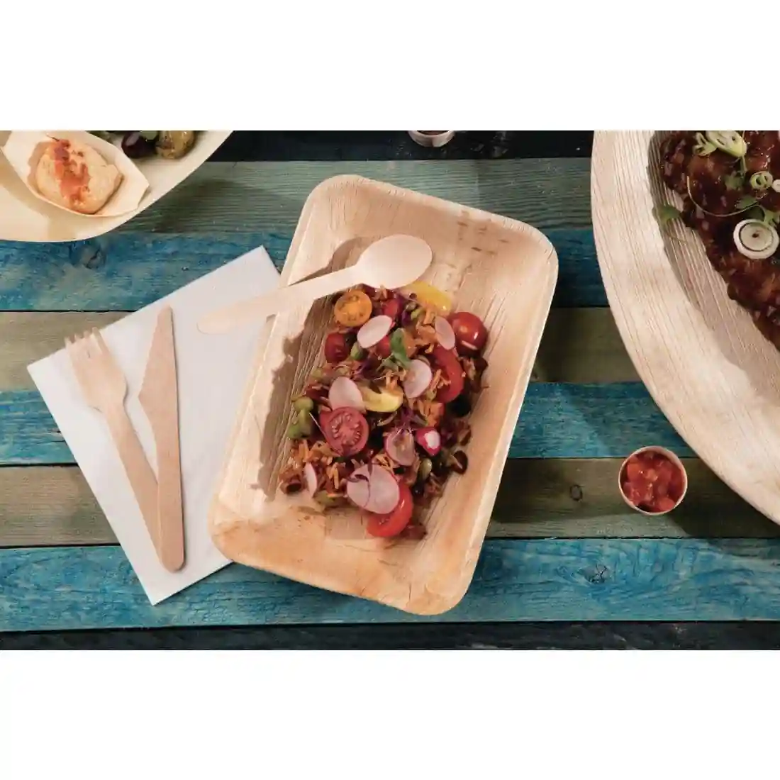 Fiesta Compostable Deep Palm Leaf Plates Rectangular 250mm (Pack of 100) - Image 10