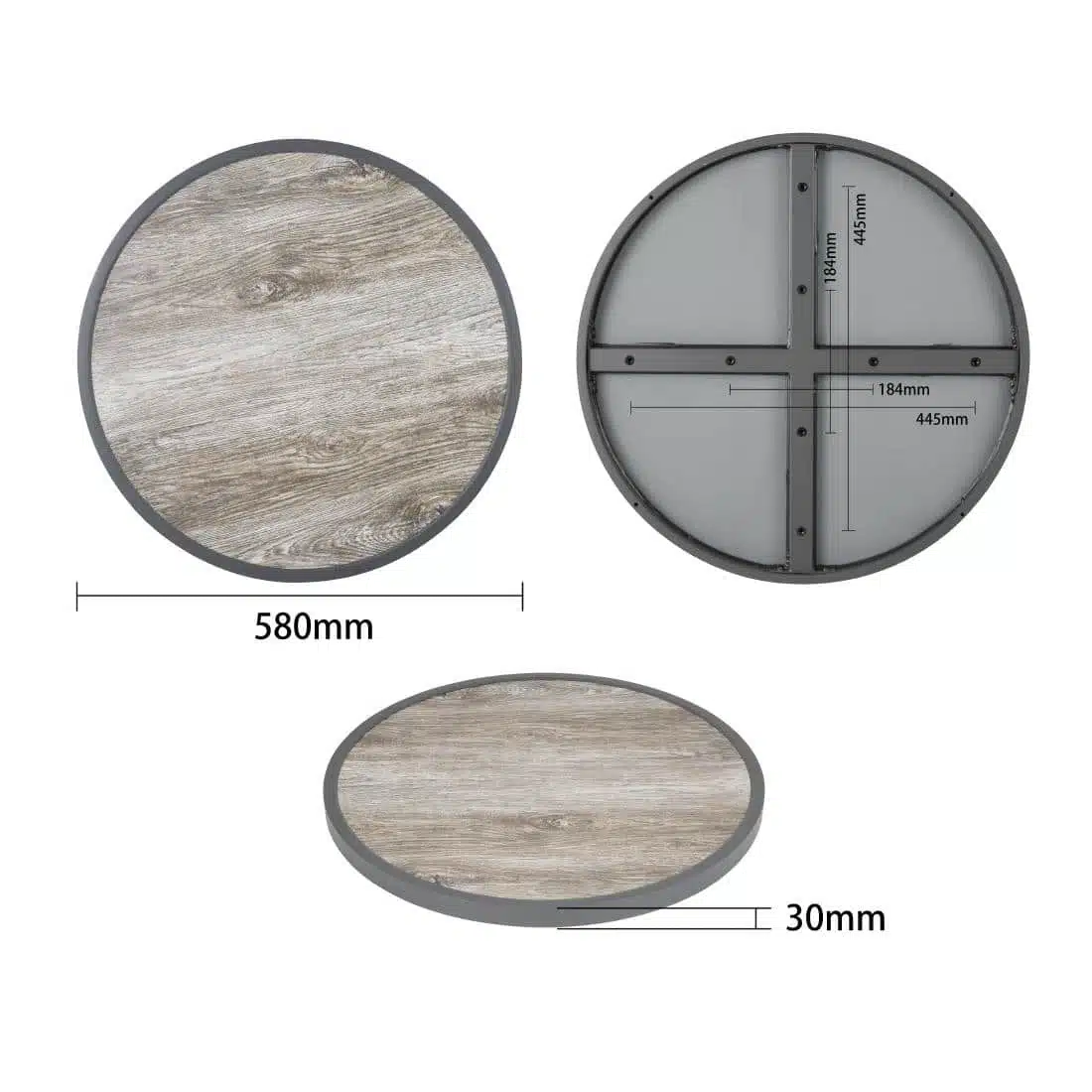 Bolero Fibre Glass Round Table Top Wood Effect 580mm - Image 4