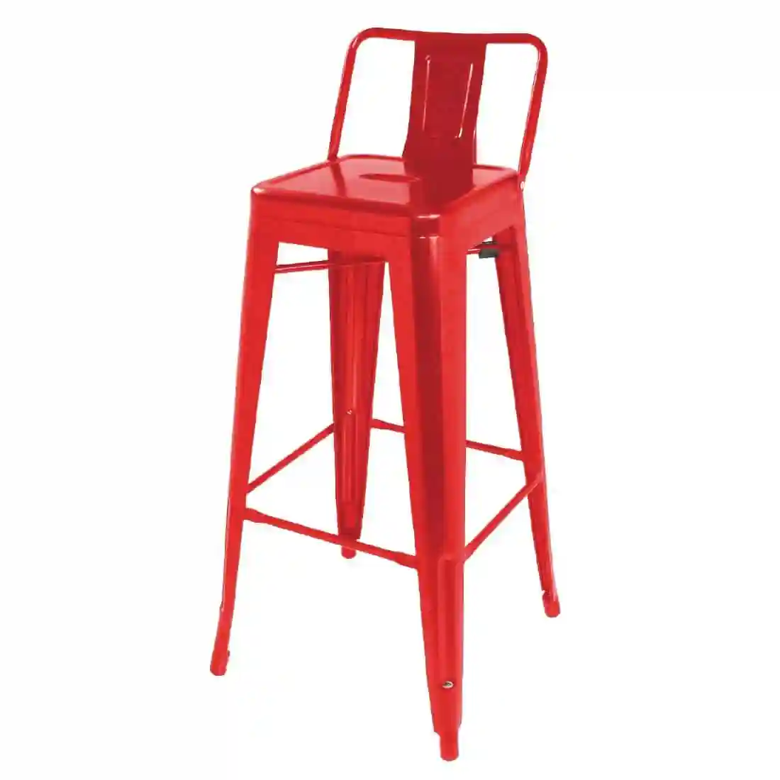 Bolero Bistro Steel High Stool With Backrest Red (Pack of 4) - Image 1