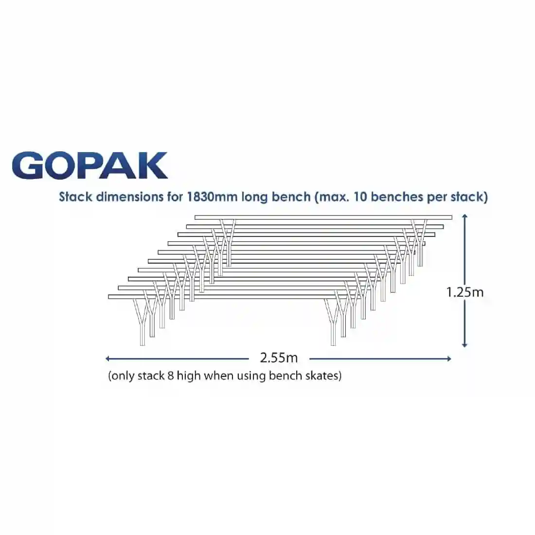 Gopak Contour Stacking Bench Red 6ft - Image 2