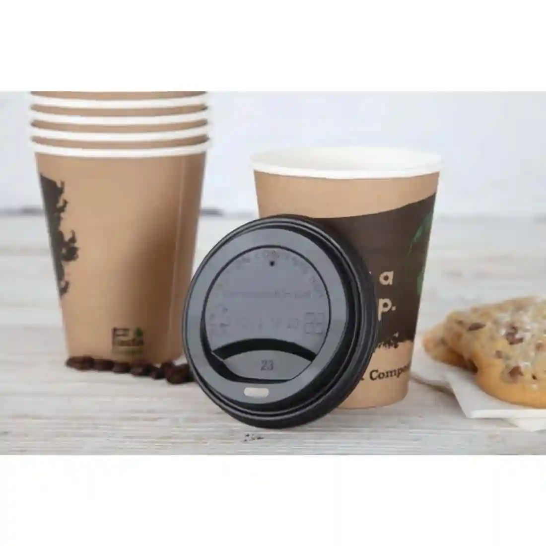 Fiesta Compostable Coffee Cup Lids 340ml / 12oz (Pack of 50) - Image 5