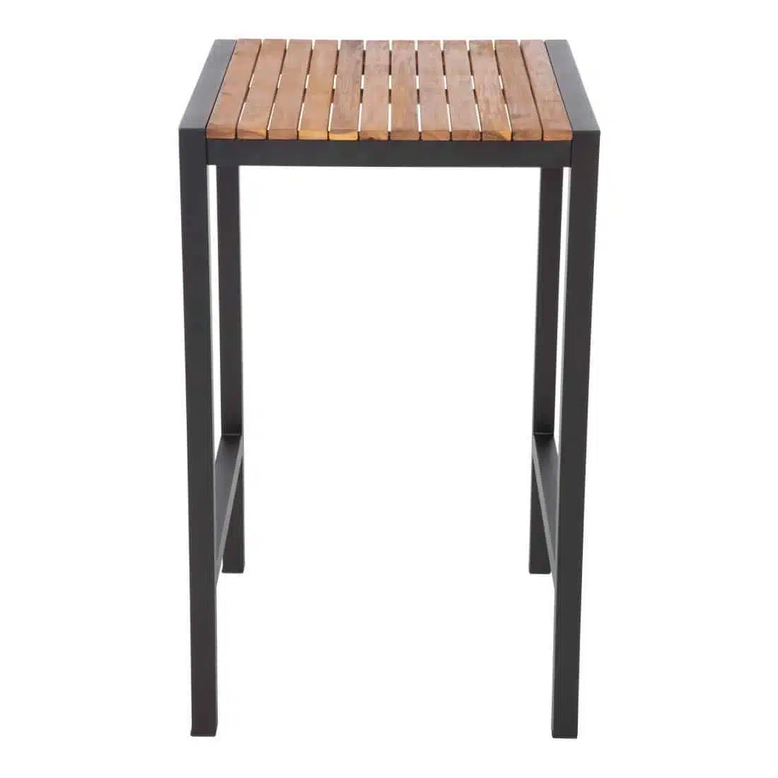 Bolero Square Steel and Acacia Bar Table 600mm - Image 1