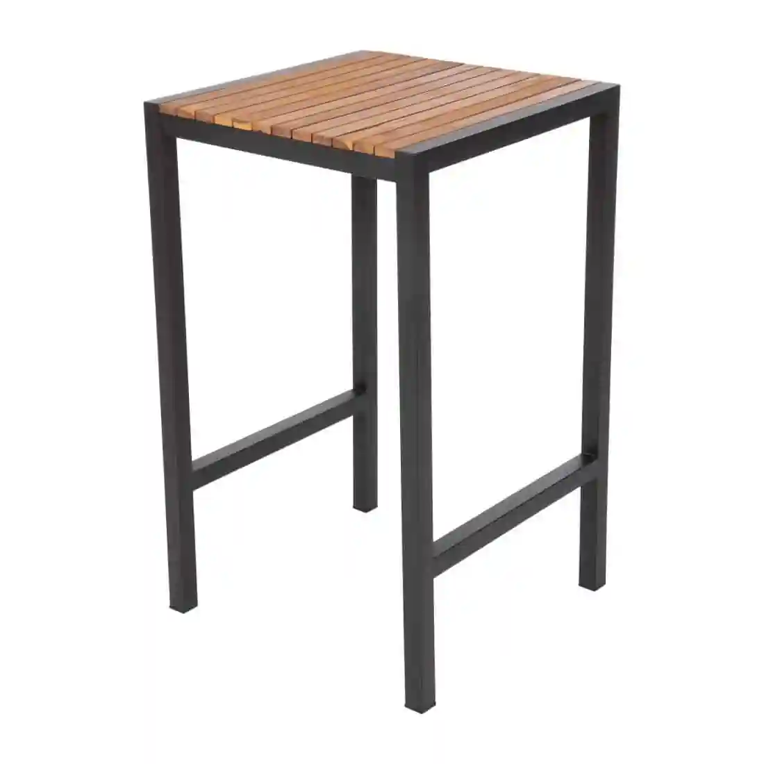 Bolero Square Steel and Acacia Bar Table 600mm - Image 3