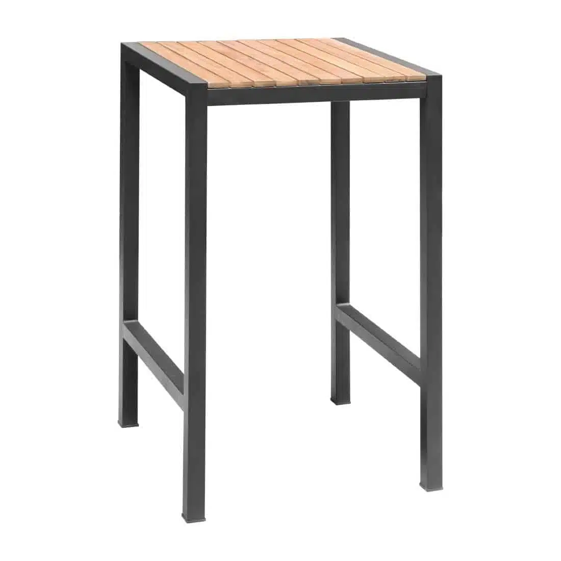 Bolero Square Steel and Acacia Bar Table 600mm - Image 11