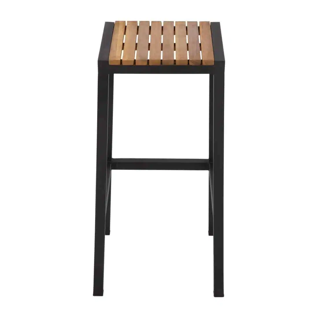 Bolero Black Steel & Acacia Wood Bar Stools (Pack of 2) - Image 2