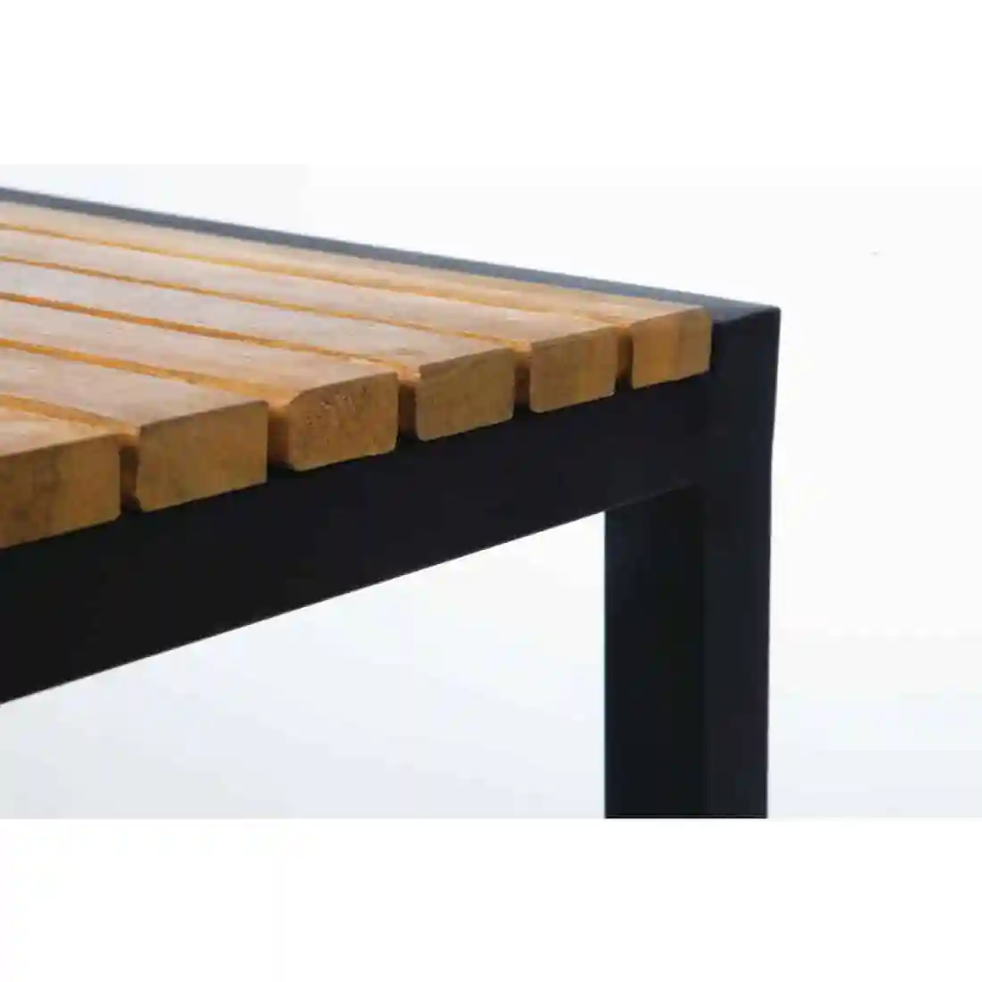 Bolero Black Steel & Acacia Wood Bar Stools (Pack of 2) - Image 5