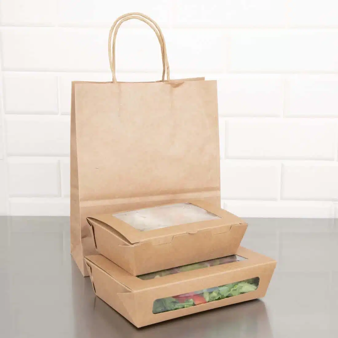 Fiesta Compostable Salad Boxes with PLA Windows 1200ml (Pack of 200) - Image 6