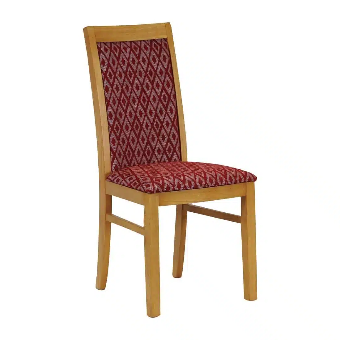 Brooklyn Padded Back Soft Oak Dining Chair with Red Diamond Padded Seat and Back (Pack of 2) - Image 1