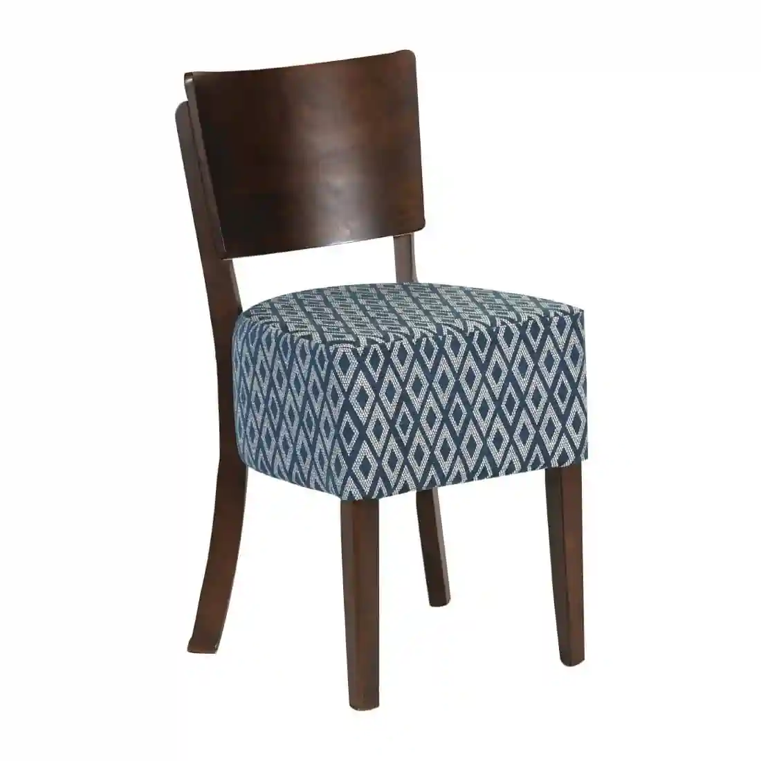 Asti Padded Dark Walnut Dining Chair with Black Diamond Deep Padded Seat and Back (Pack of 2) - Image 1