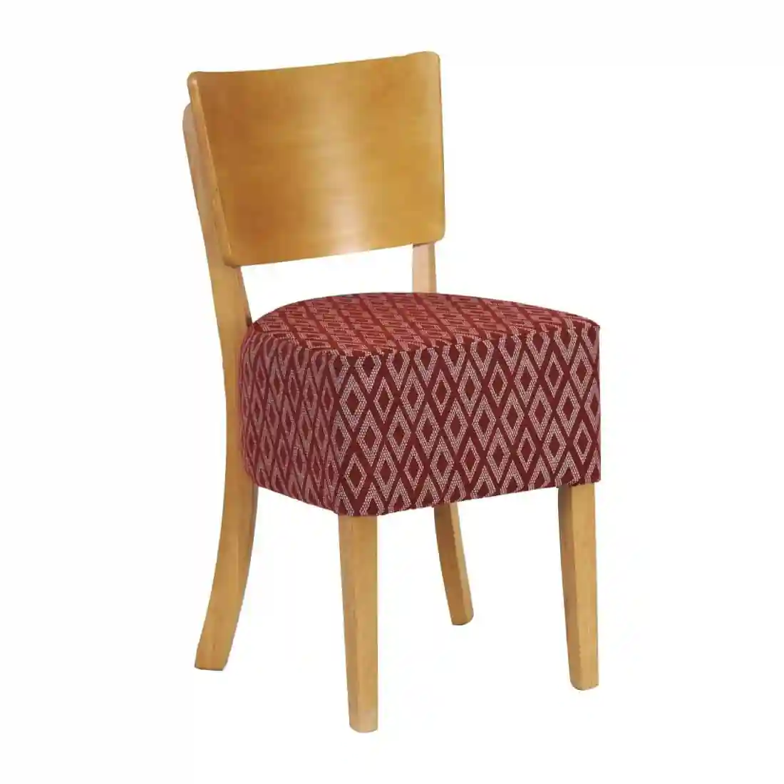 Asti Padded Soft Oak Dining Chair with Red Diamond Deep Padded Seat and Back (Pack of 2) - Image 1
