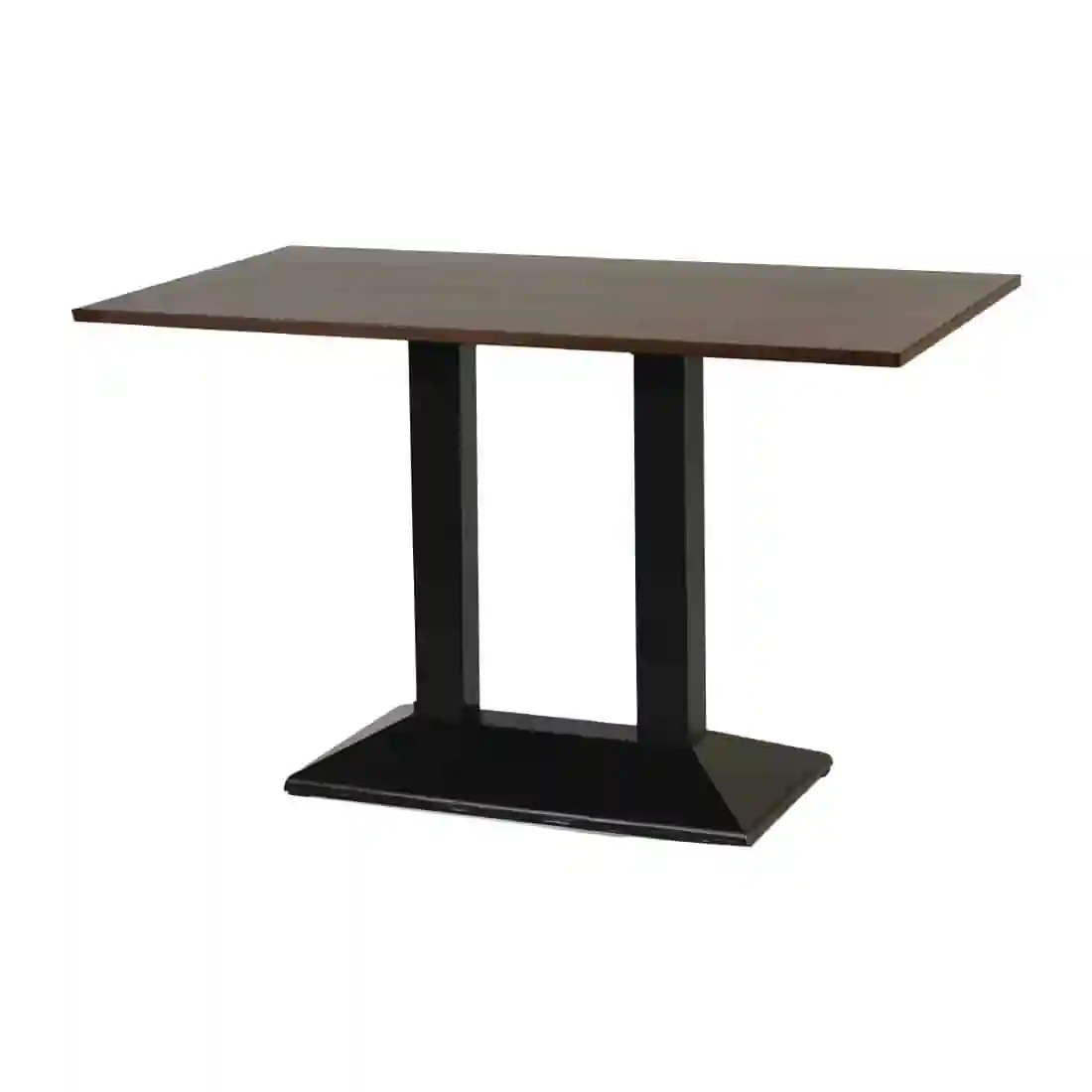 Turin Metal Base Pedestal Rectangle Table with Dark Wood Top 1200x700mm - Image 1