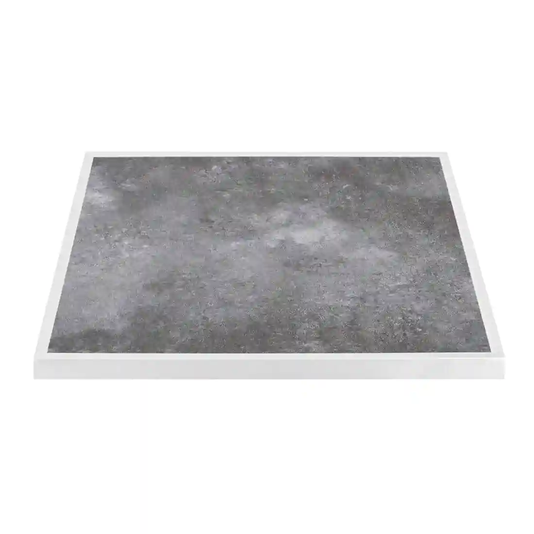 Bolero Dark Stone Effect Outdoor Tempered Glass Table Top White Trim - 700mm - Image 1