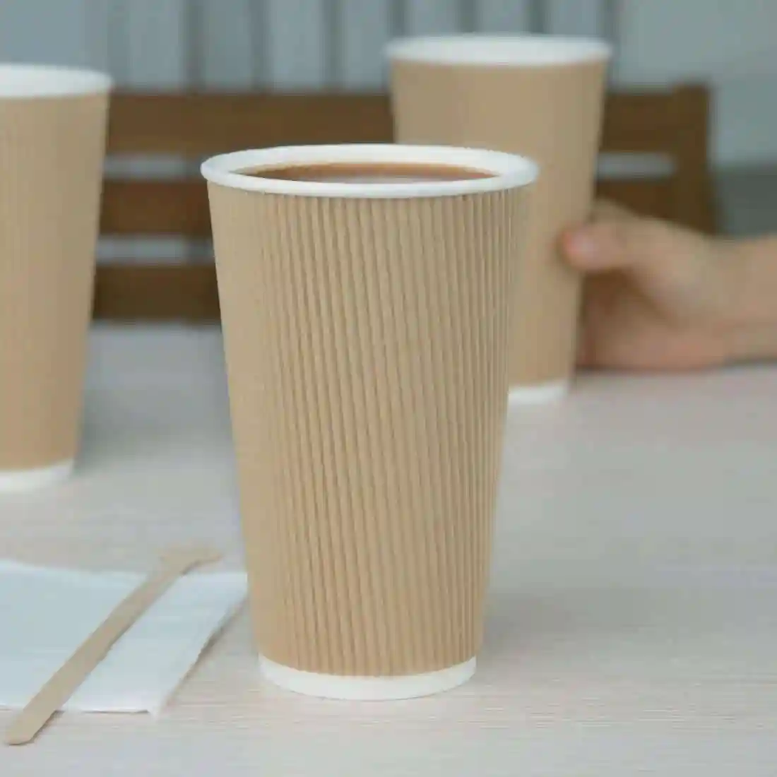 Fiesta Recyclable Coffee Cups Ripple Wall Kraft 455ml / 16oz (Pack of 25) - Image 4
