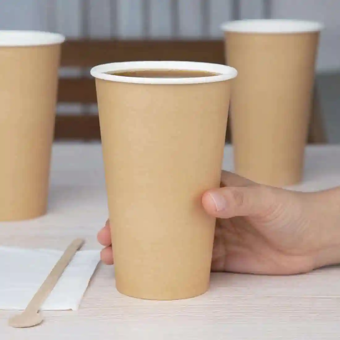 Fiesta Recyclable Single Wall Takeaway Coffee Cups Kraft 455ml / 16oz (Pack of 1000) - Image 4