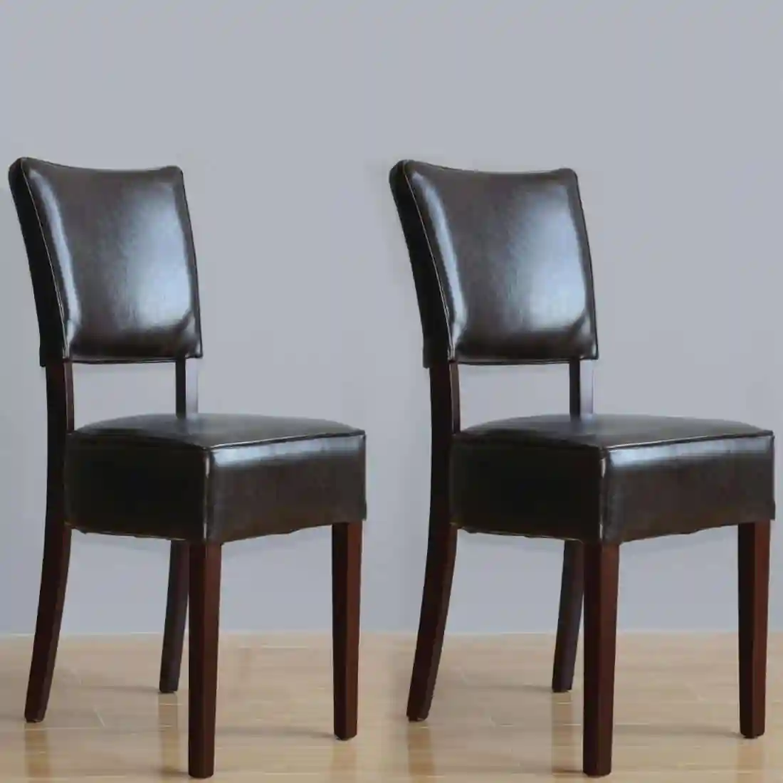 Bolero Chunky Faux Leather Chairs Dark Brown (Pack of 2) - Image 5