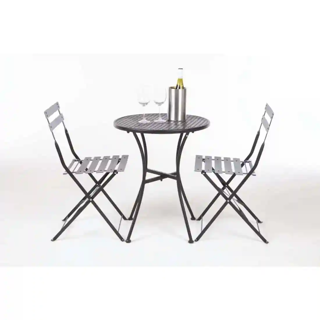 Bolero Black Steel Patterned Round Bistro Table Black 600mm - Image 4