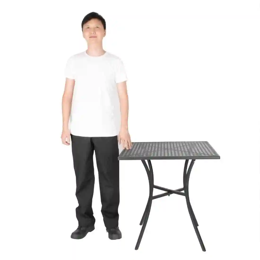 Bolero Black Steel Patterned Square Bistro Table 700mm - Image 6