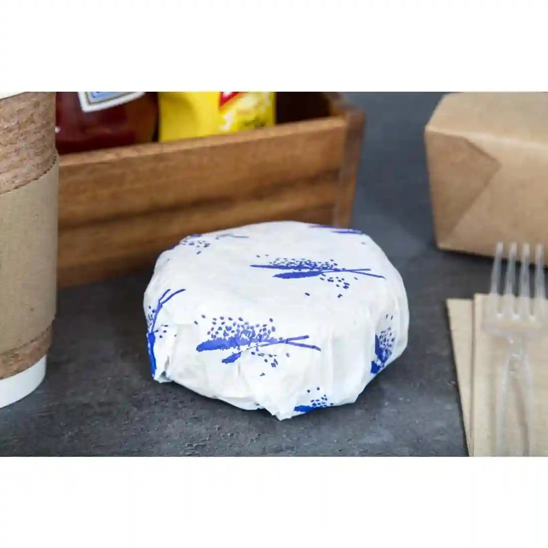 Burger Wrapping Paper Sheets Blue 245 x 300mm (Pack of 1000) - Image 1