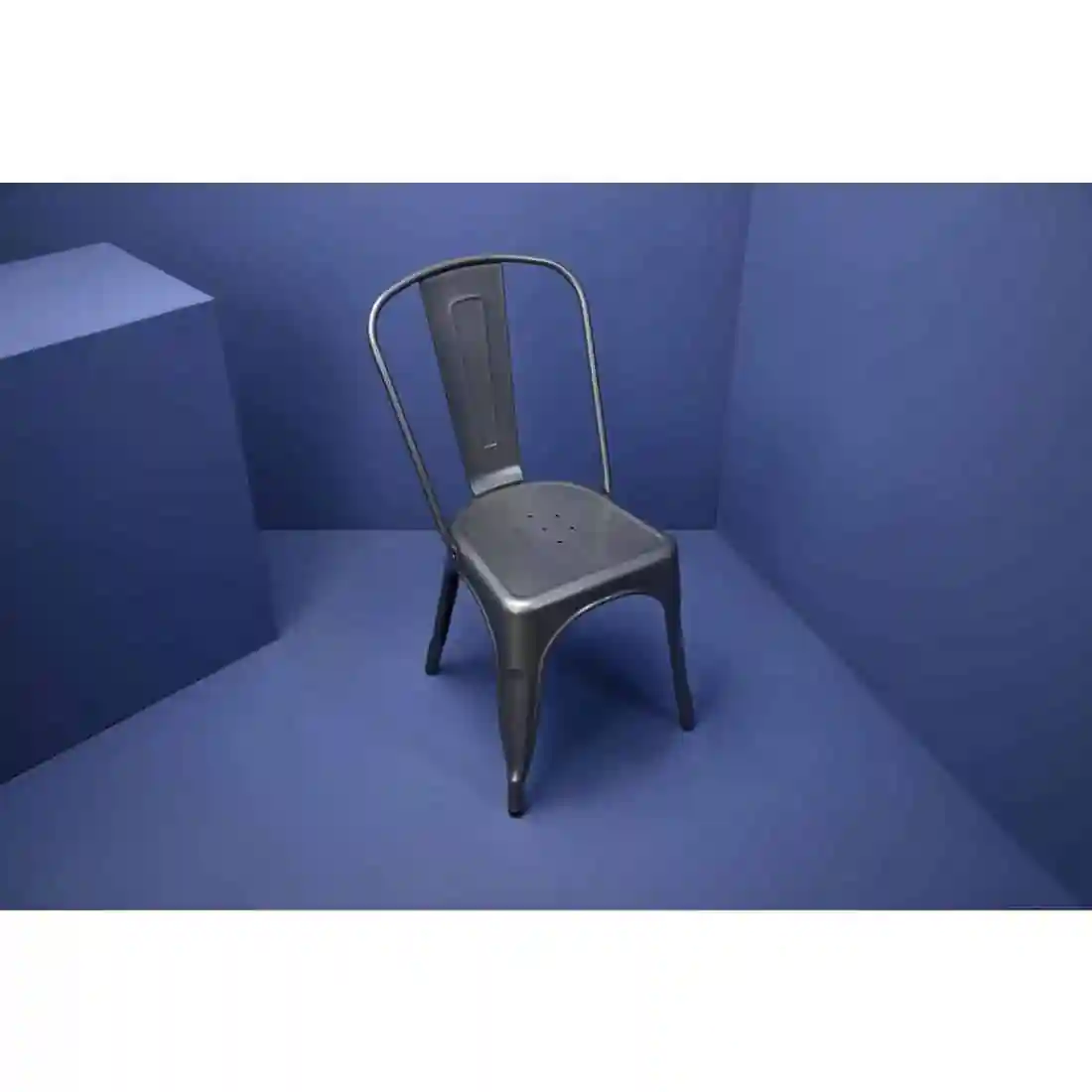 Bolero Bistro Steel Side Chairs Gun Metal Grey (Pack of 4) - Image 11