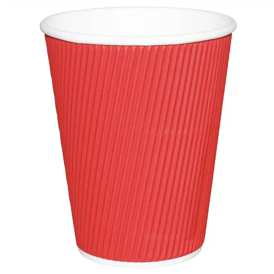 Fiesta Recyclable Coffee Cups Ripple Wall Red 340ml / 12oz (Pack of 25) - Image 1